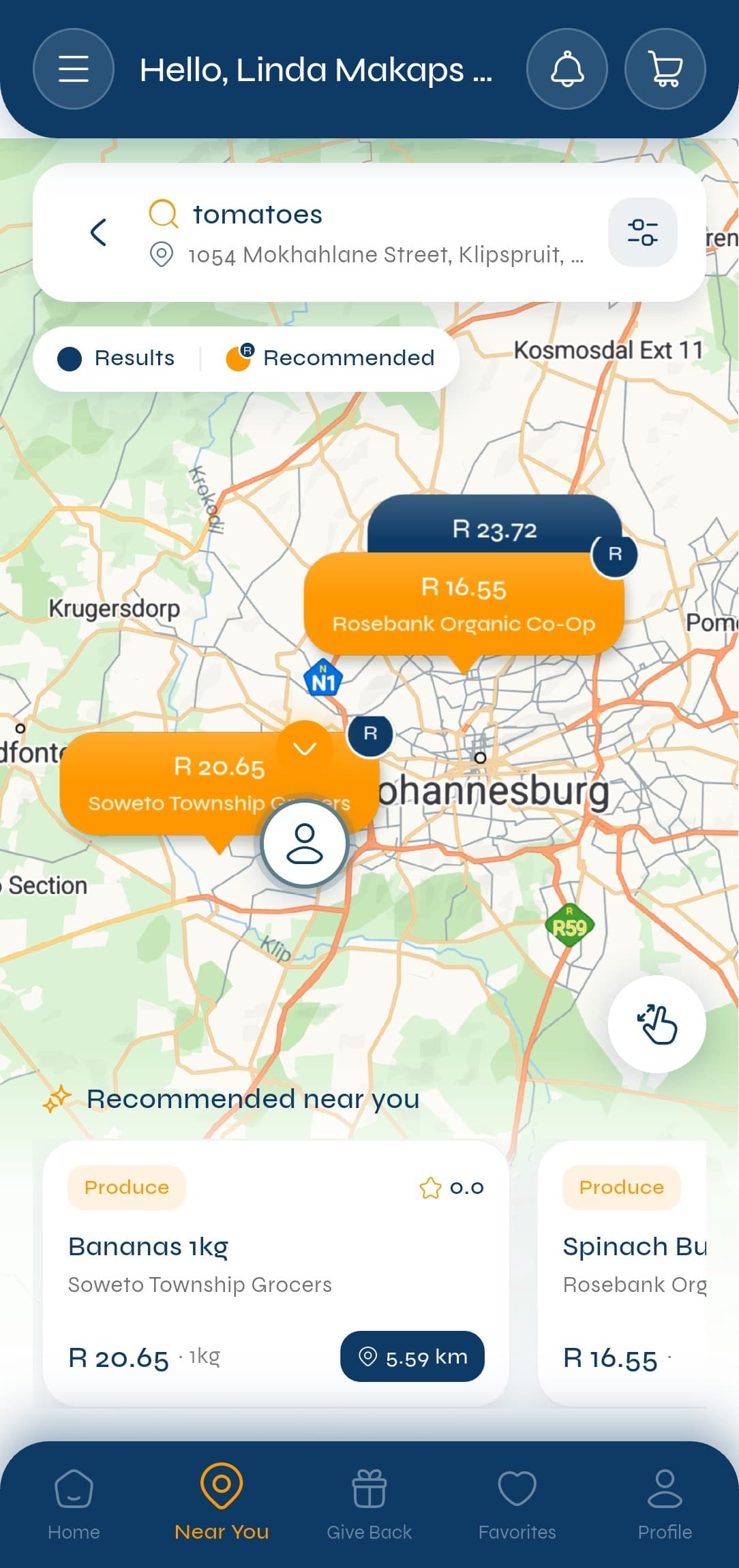 Pantri app mapping nearby stores and prices